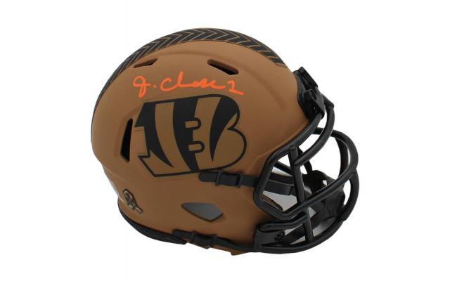 Ja’Marr Chase Signed Cincinnati Bengals Speed Salute to Service 2 NFL Mini Helmet