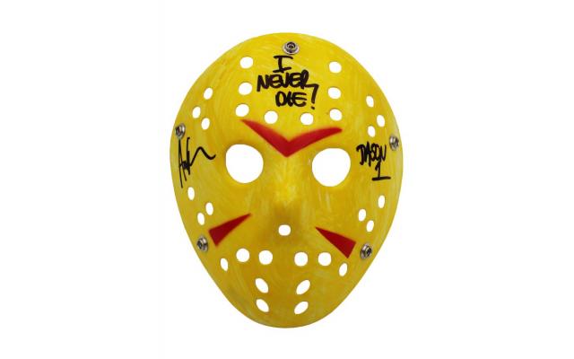 Ari Lehman Signed Friday the 13th Yellow Costume Mask with “Jason 1 & I Never Die” Inscription